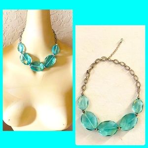 Gorgeous Aqua Crystals Chunky Choker Necklace